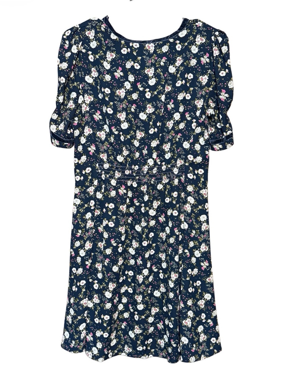 Chelsea & Violet Floral Mini Dress Navy Button Front Tie Waist S - Picture 4 of 4